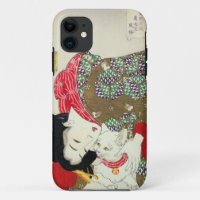 Chica japonés con el gato, Tsukioka Yoshitoshi