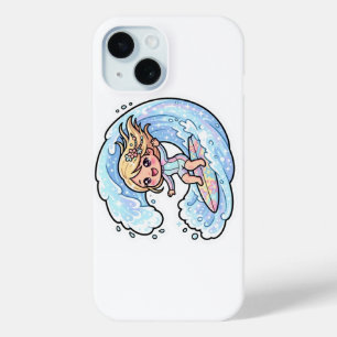 Funda Para iPhone 15 Chica Kawaii de Surf Océano Ola Verano Playa S