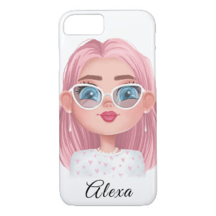 Funda Para iPhone 8/7 chica lindo con pelo rosado