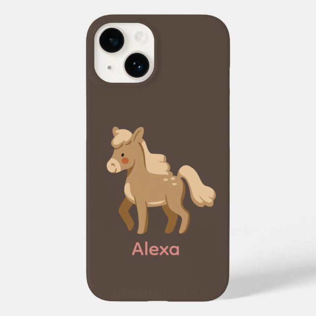 Funda De Case-Mate Para iPhone Chica Monogramado Personalizado del Caballo Pony (Reverso )