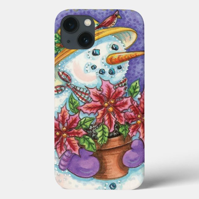Funda De Case-Mate Para iPhone Chica Navidad con poinsettia (Reverso)