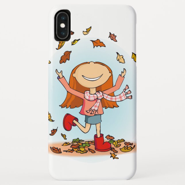 Funda De Case-Mate Para iPhone Chica otoño jugando con hojas (Reverso)
