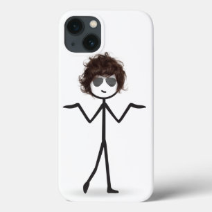Funda Para iPhone 13 Chica Palito Con Gafas De Sol y Cabello