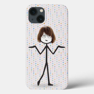 Funda Para iPhone 13 Chica palito con gafas sobre lunares