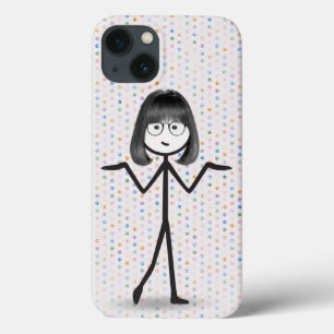 Funda Para iPhone 13 Chica palito con gafas sobre lunares