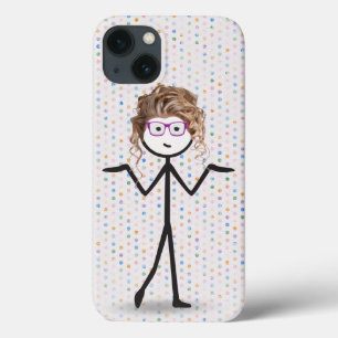 Funda Para iPhone 13 Chica palito con gafas sobre lunares