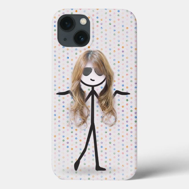 Funda De Case-Mate Para iPhone Chica Palito Con Pelo Sobre Puntos (Reverso)