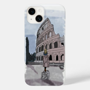 Funda Para iPhone 14 De Case-Mate Chica parado frente al Coliseo.
