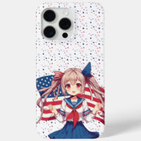 CHICA patriótico de anime de Estados Unidos