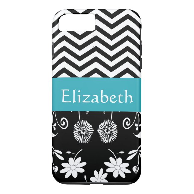 Funda De Case-Mate Para iPhone Chica personalizado Mod Daisies & Chevron con nomb (Reverso)