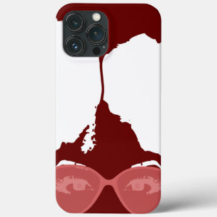 Funda Para iPhone 13 Pro Max chica rojo con afro con gafas de sol rosadas