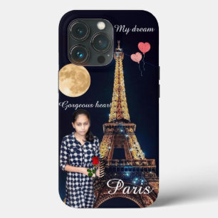 Funda Para iPhone 13 Pro Chica romántico Torre Eiffel Sueño Funda-Mate iPho
