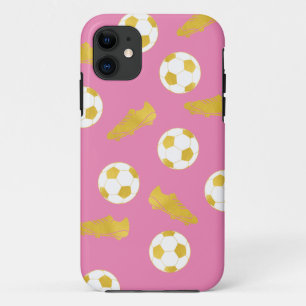 Funda Para iPhone 11 Chica rosado de bolas elegante de oro