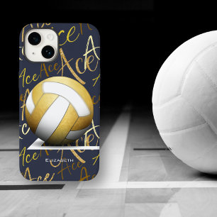 Funda Para iPhone 14 De Case-Mate chica servir voleibol de oro con patrón de texto