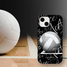 Funda Para iPhone 14 De Case-Mate chica servir voleibol gris con patrón de texto