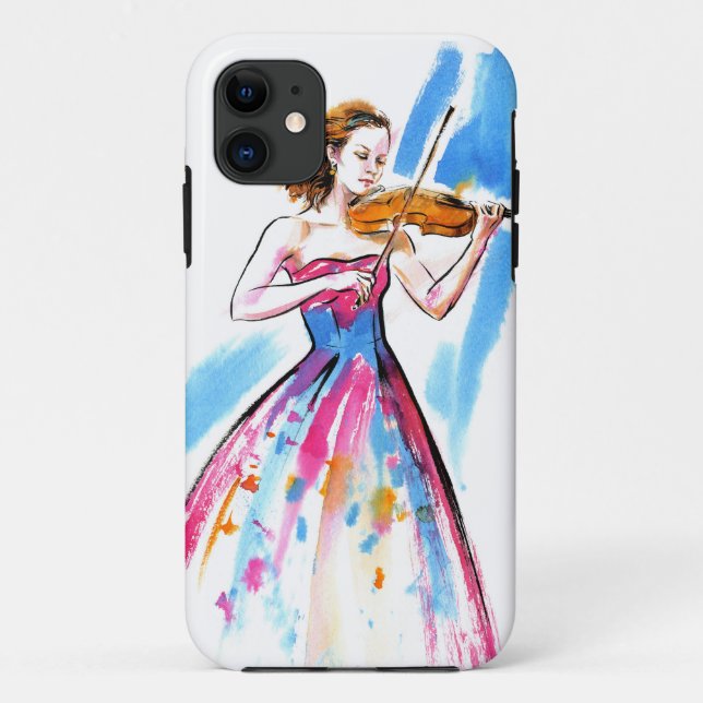 Funda De Case-Mate Para iPhone Chica tocando el estuche para iPhone de violín (Reverso)