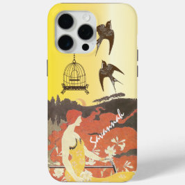 iPhone 15 Pro Max Chica Vintage Pájaros Jaula de Pájaro Funda para I