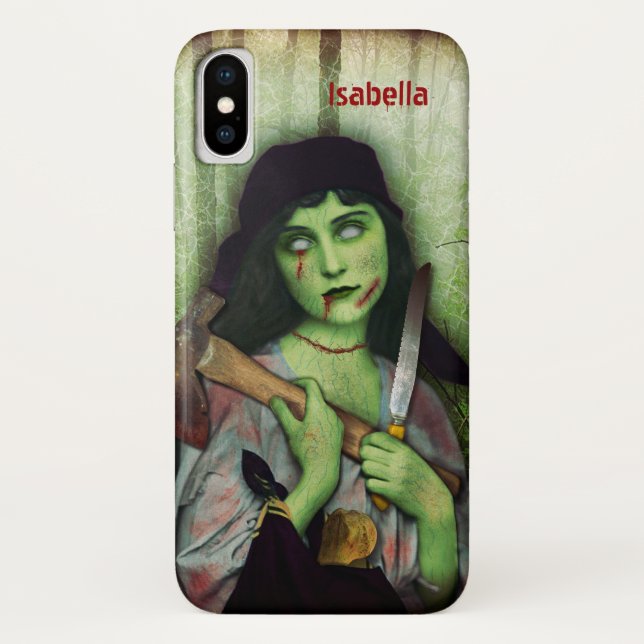 Funda De Case-Mate Para iPhone Chica zombiano gótico Halloween Horror Nombre (Reverso)