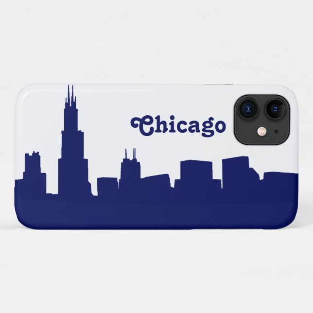 Funda De Case-Mate Para iPhone Chicago Skyline Silhouette Blue (Reverso (horizontal))