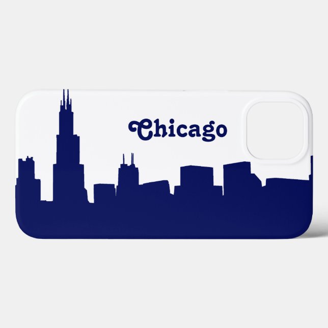 Funda De Case-Mate Para iPhone Chicago Skyline Silhouette Blue (Reverso (Horizontal))