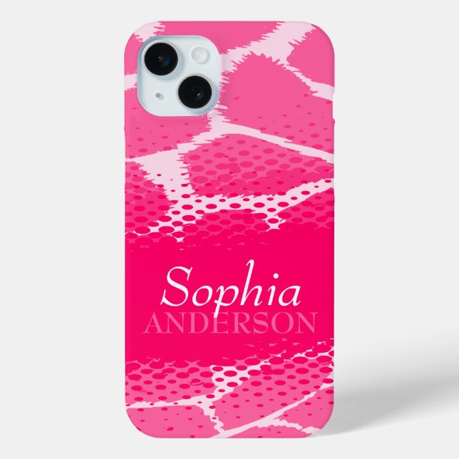 Funda De Case-Mate Para iPhone Chicas con nombre de huella animal gráfica rosa (Reverso )