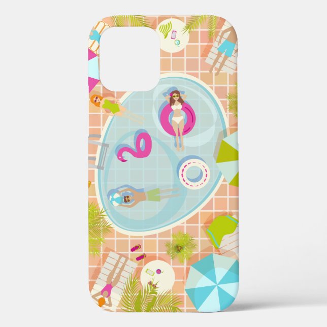Funda De Case-Mate Para iPhone Chicas de bikini y chicos jugando al billar (Reverso )
