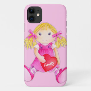 Funda Para iPhone 11 Chicas de muñecas de rag lindo nombre rosado