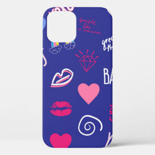 Funda Para iPhone 12 chicas diseñan un patrón sin fisuras con eslogan.