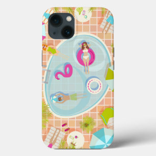 Funda Para iPhone 13 Chicas en bikini y chicos jugando juego de piscina
