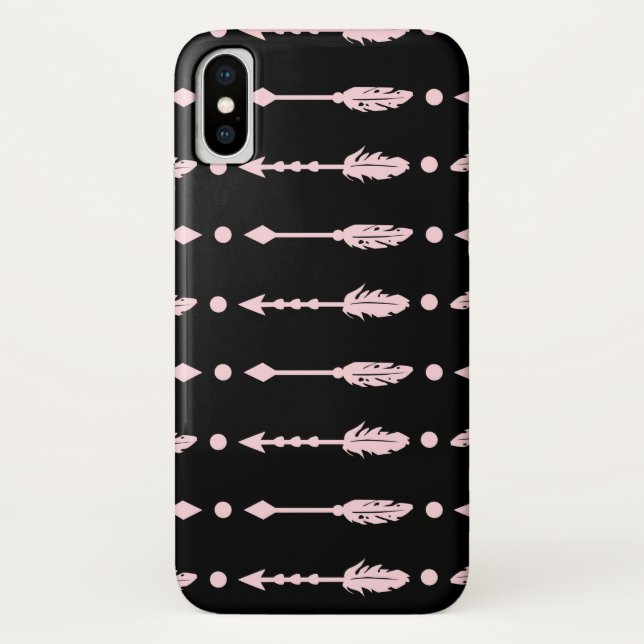 Funda De Case-Mate Para iPhone Chicas Flechas Rosa y Negro Boho Chic (Reverso)