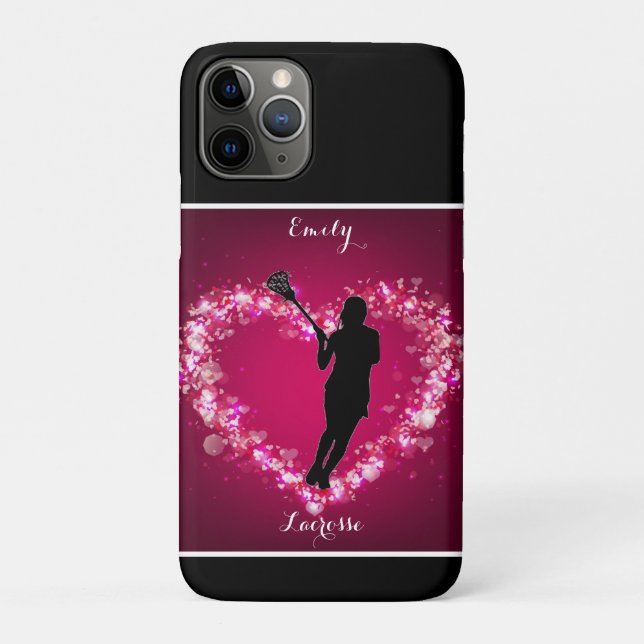 Funda De Case-Mate Para iPhone Chicas Lacrosse Floating Hearts (Reverso)