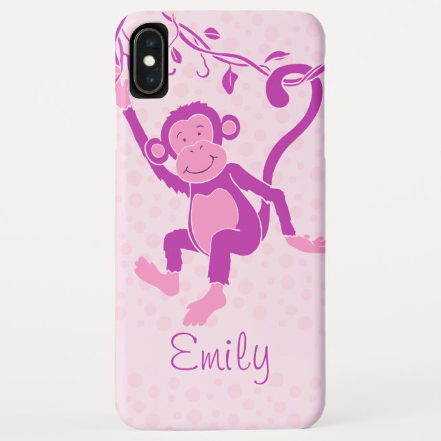 Funda De Case-Mate Para iPhone Chicas mono púrpura rosa nombre gráfico (Reverso)