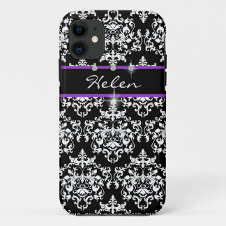Funda Para iPhone 11 chicas negros morados llaman moderno
