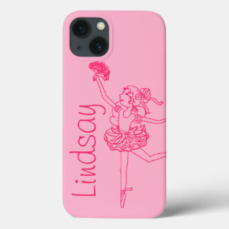 Funda Para iPhone 13 Chicas rosados Ballerina nombre caso ipad personal