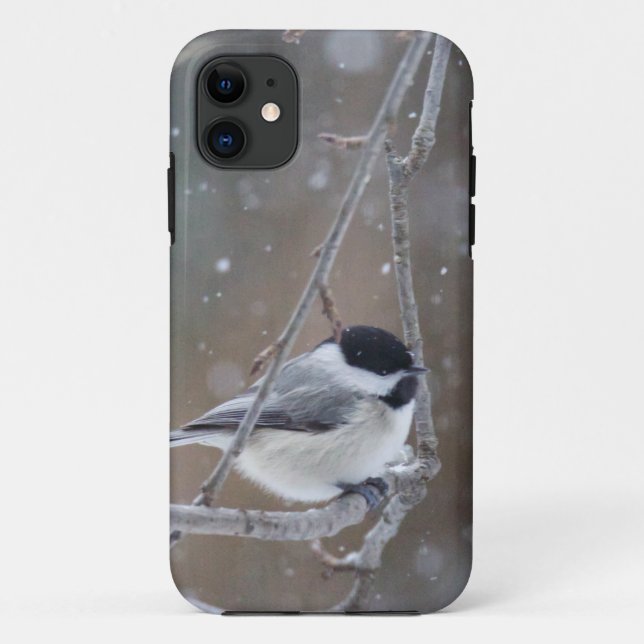 Funda De Case-Mate Para iPhone Chickadee Negro-capsulado - pájaro cantante (Reverso)