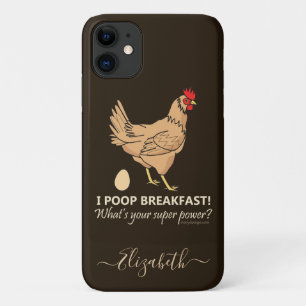 Funda Para iPhone 11 Chicken Poops Desayuno Gracioso Diseño Agregar No