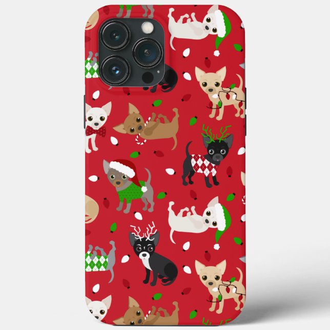 Funda De Case-Mate Para iPhone Chihuahua All Coats navidades (Reverso )