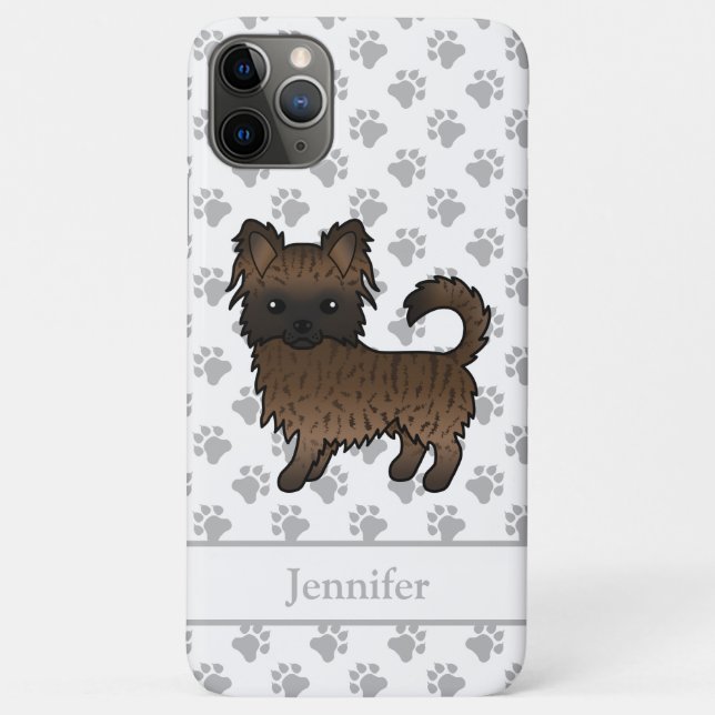 Funda De Case-Mate Para iPhone Chihuahua Cartoon Perro de Pelaje Largo Atigrado & (Reverso)