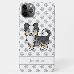 Funda Para iPhone 11 Pro Max Chihuahua Cartoon Perro & Nombre de Abrigo Largo B