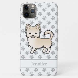 Funda Para iPhone 11 Pro Max Chihuahua de dibujos animados de capa larga de cre