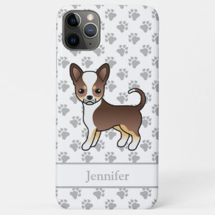 Funda Para iPhone 11 Pro Max Chihuahua Tricolor de Pelo Liso de Chocolate y Nom