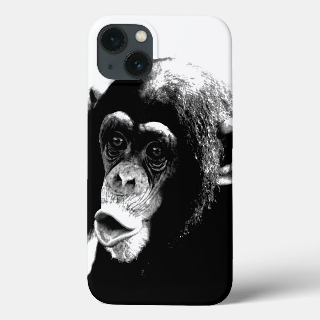 Funda De Case-Mate Para iPhone Chimpancé blanco negro (Reverso)