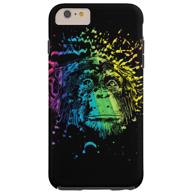 Funda De Case-Mate Para iPhone Chimpancé del arco iris en negro (Reverso)