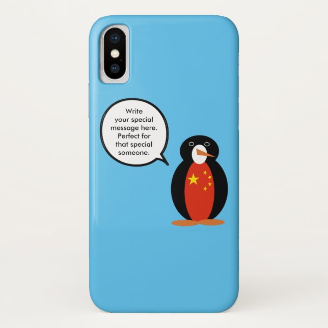 Funda De Case-Mate Para iPhone China Flag Wildlife Penguin Personalized Gift (Reverso)