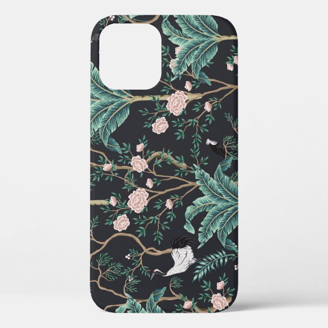 Funda De Case-Mate Para iPhone Chinoiserie Aves exóticas: Pared de plátanos de ép (Reverso )