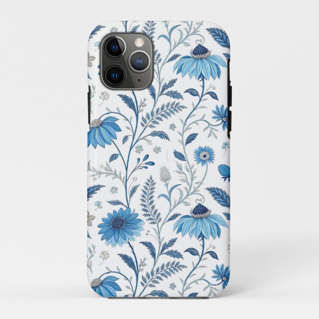 Funda De Case-Mate Para iPhone Chinoiserie Blue Echinacea Pattern (Reverso)