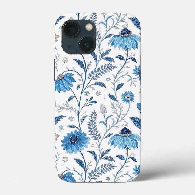 Funda De Case-Mate Para iPhone Chinoiserie Blue Echinacea Pattern (Reverso )