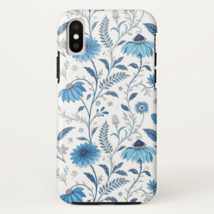 Funda Para iPhone XS Chinoiserie Blue Echinacea Pattern