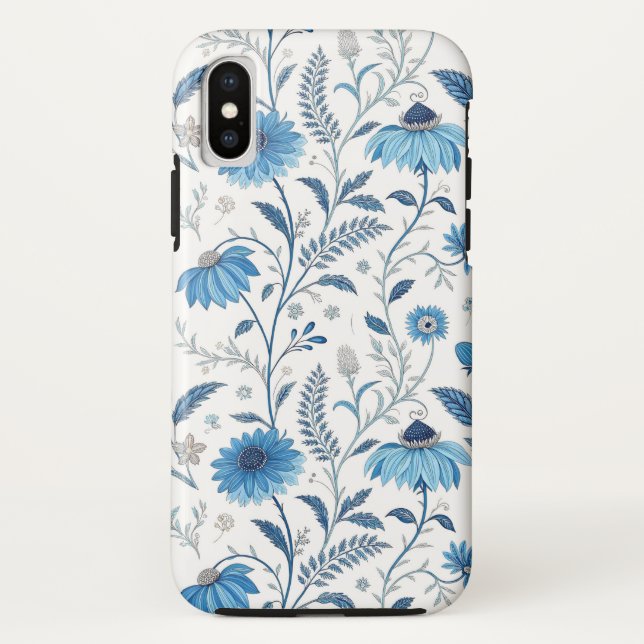 Funda De Case-Mate Para iPhone Chinoiserie Blue Echinacea Pattern (Reverso)