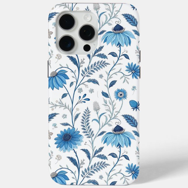 Funda De Case-Mate Para iPhone Chinoiserie Blue Echinacea Pattern (Reverso )